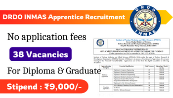 DRDO INMAS Apprentice Recruitment