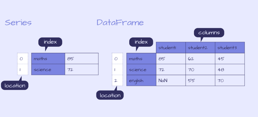 pandas dataframe and series