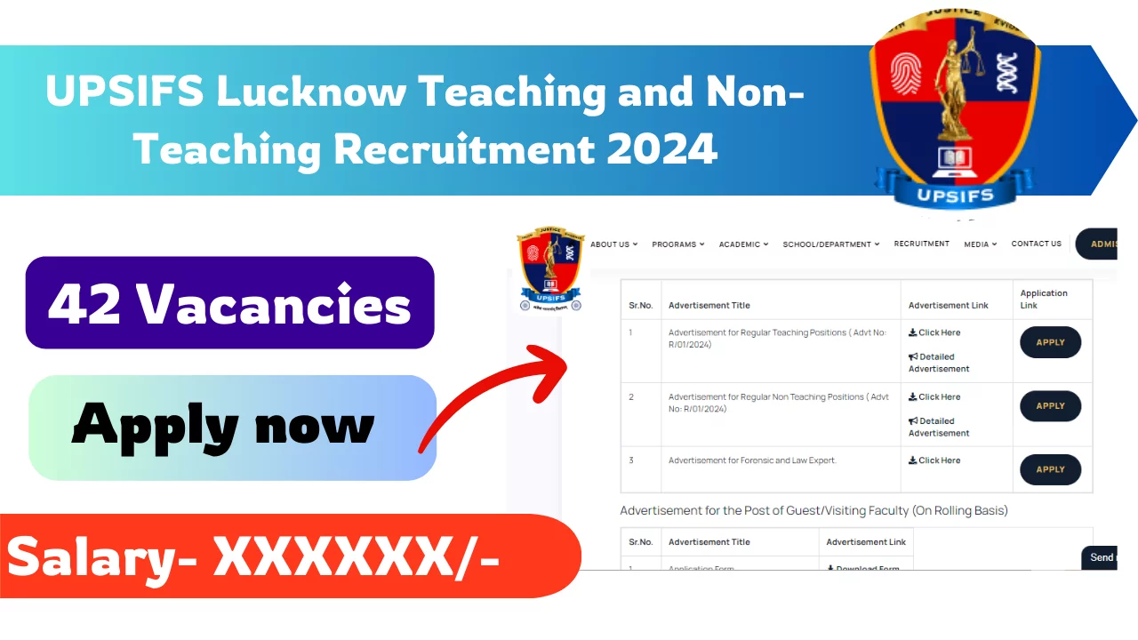 UPSIFS Lucknow Teaching and Non-Teaching Recruitment 2024